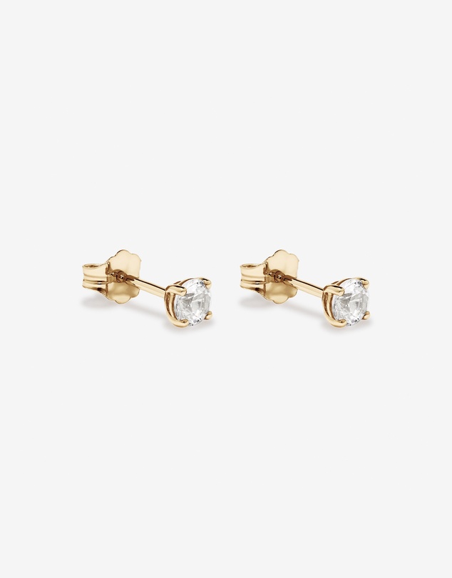 Michael Hill - Round Created White Sapphire Birthstone Stud Earrings in 10kt Yellow Gold