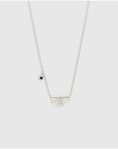 By Charlotte - Silver Lotus Birthstone Necklace - September
