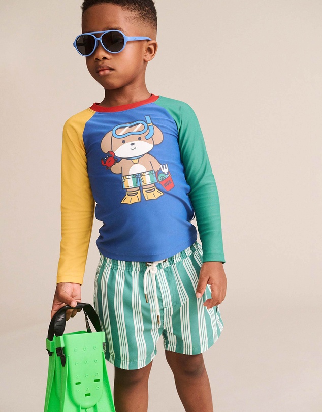 Huxbaby - Vintage Green Stripe Boardshorts - Babies-Teens