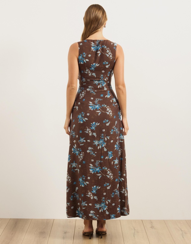 Atmos&Here - Kiki Floral Georgette Maxi Dress With Ruffle