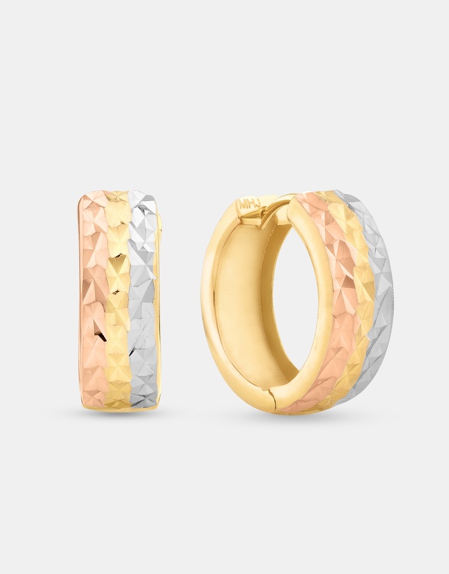 Michael Hill - 11mm Hoop Earrings in 10kt Yellow, White & Rose Gold