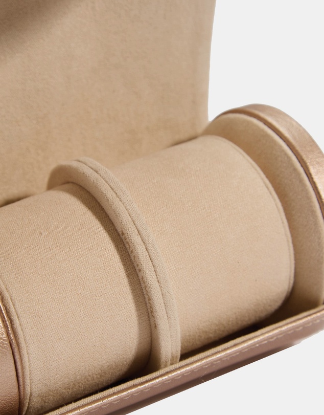 Wolf - Wolf Palermo Double Watch Roll+Pouch Rose Gold