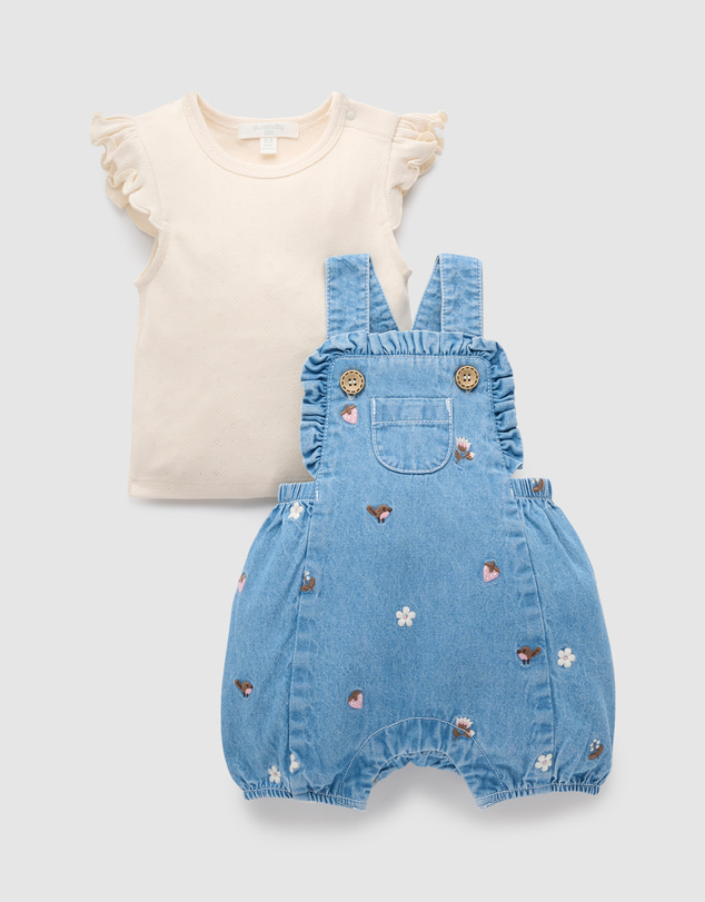 Purebaby - Broderie Overall Set-Kids-Babies