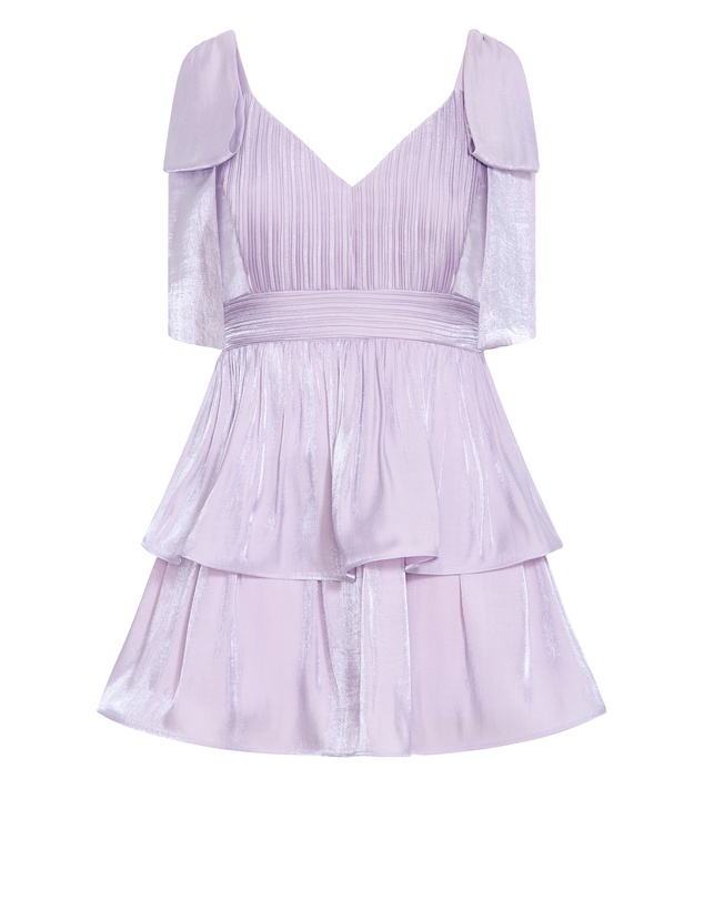 City Chic - Plus size Betty Bow Mini Dress - lilac