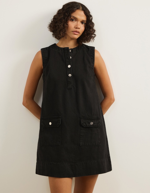Atmos&Here - Deana A-Line Sleeveless Denim Mini Dress