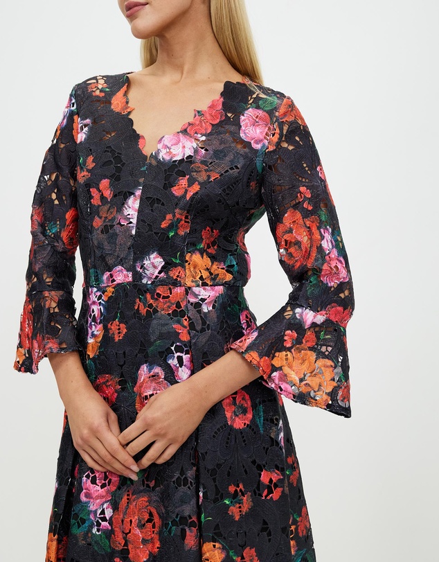 Pink Ruby - Night Flower Bell Sleeve Dress