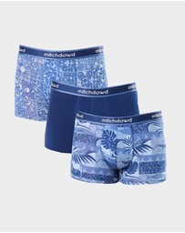 Mitch Dowd - Mitchdowd Mens 3 Pack Trunks in Blue Tones and Tropical Print