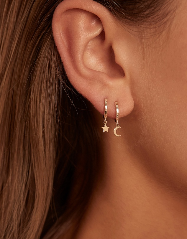 By Charlotte - 14k Gold Wish Upon a Star Single Hoop
