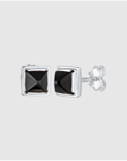 Kuzzoi - ICONIC EXCLUSIVE - Onyx Stud Earrings in 925 Sterling Silver