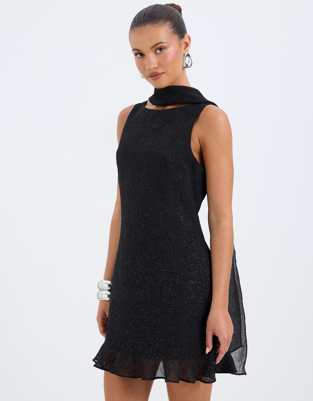 Calli - Lucie Sparkle Sheer Scarf Mini Dress