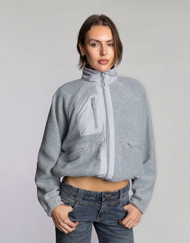 Love and Nostalgia - Burger Queen Polar Fleece Jacket - Grey Marle