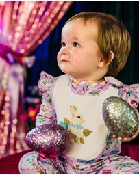 Fleur Harris - 'Bunny Blue Floral' Dandy Duo Bibs in Lilac