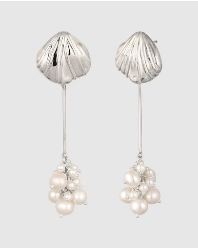 Haze & Glory - ICONIC EXCLUSIVE - Earrings Hanger Clam Of The Sea Pearl 925 Sterling Silver