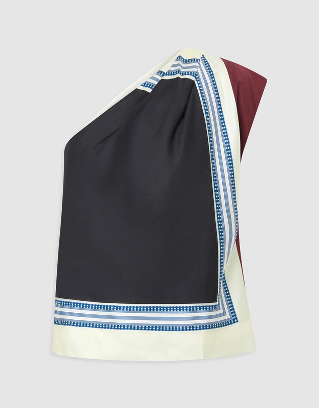 Oroton - Silk Scarf One Shoulder Top