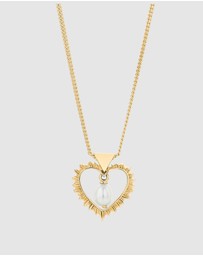 Karen Walker - Flaming Heart Pearl Drop Necklace 45cm