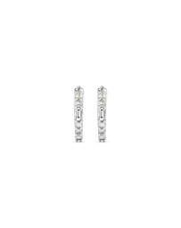 Michael Hill - 0.13 Carat TW Diamond Dot Dash Mini Hoop Earrings in 10kt White Gold