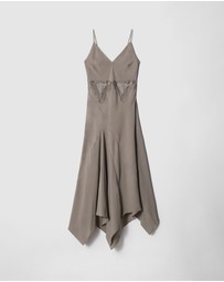 & Other Stories - Asymmetrical Satin Slip Midi Dress