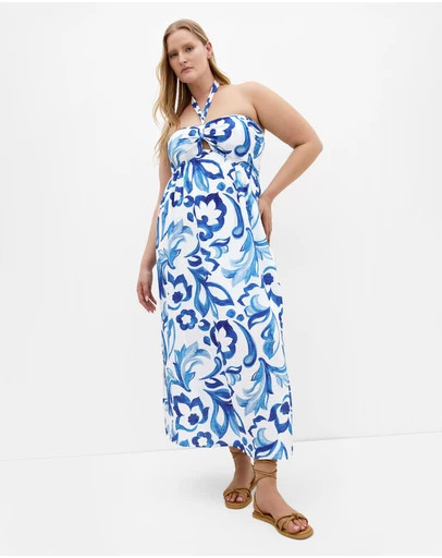 City Chic - Peta Border Print Maxi Dress