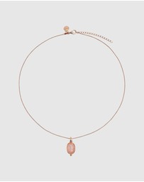 Najo - Fleur Rose Gold Rose Quartz Necklace (45cm+ext)