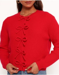 Petal & Pup - Wilde Bow Front Cardigan - Red