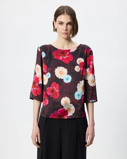 The Social Outfit - Silk Smock Top - Cosmic Bloom