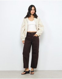 AERE - Mid Rise Barrel Leg Jeans