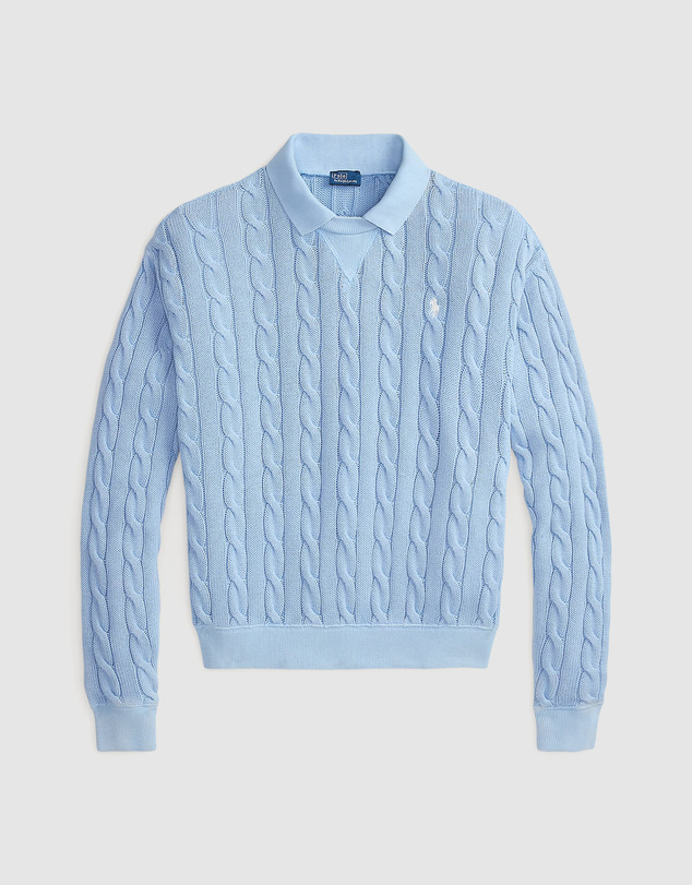 Polo Ralph Lauren - Cable-Knit Cotton Polo-Collar Sweater