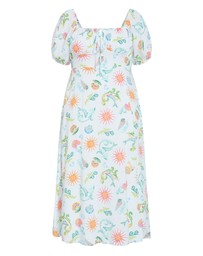 City Chic - Plus size Abbie Short Sleeve Ocean Print Maxi Dress - white