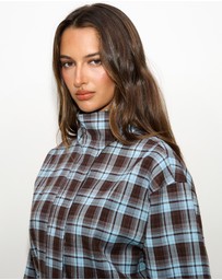 Dazie - Isla Funnel Neck Check Bomber Jacket