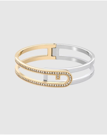 Furla - Furla Arch Essence Gold and Silver-Tone Crystal Bangle Bracelet