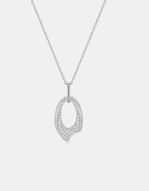 Ania Haie - Ania Haie Silver Pave Arrow Pendant Necklace