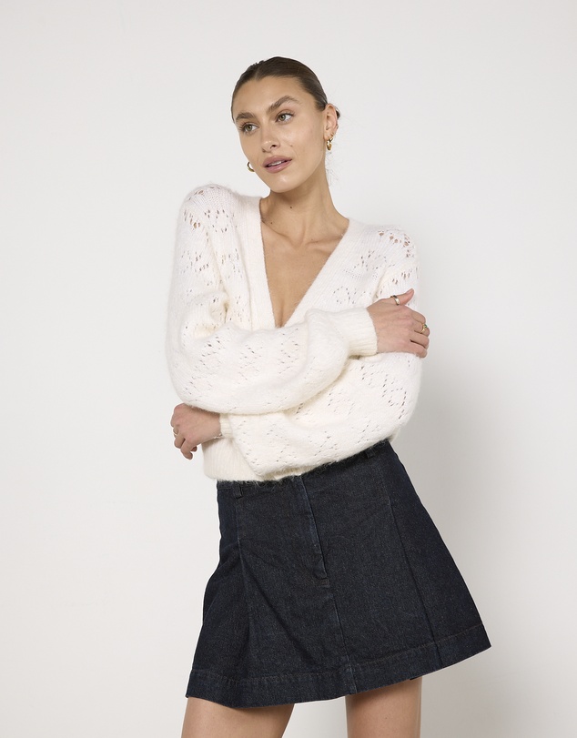 Cirkular - Pre-Loved - Oroton Denim Pleat Skirt
