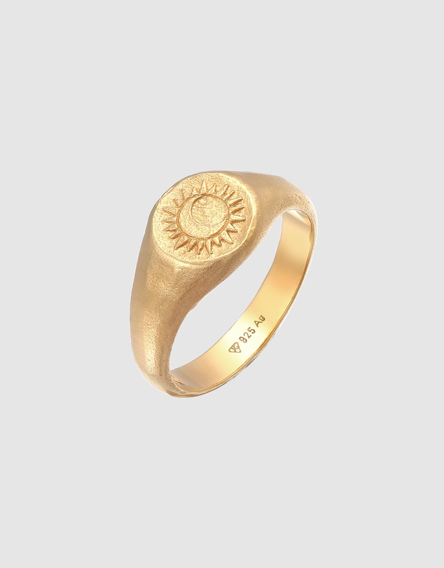 Haze & Glory - ICONIC EXCLUSIVE - Sacred Sun Signet Ring in Gold-Plated 925 Silver