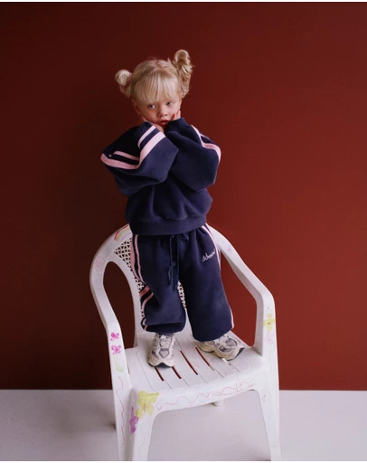 SSAINT - Kids Fleece Crew Navy & Pink