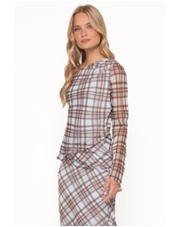 Petal & Pup - Caitriona Cowl Neck Top - Blue Plaid