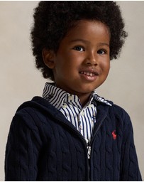 Polo Ralph Lauren - Cable Cotton Hooded Full-Zip Sweater - ICONIC EXCLUSIVE - Babies-Kids