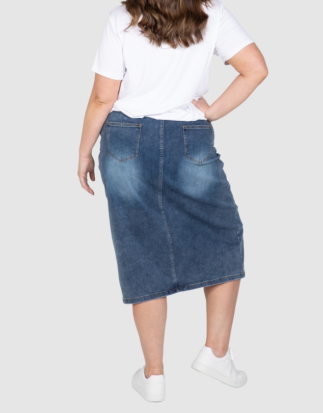 Love Your Wardrobe - Tabitha Stretch Denim Midi Skirt