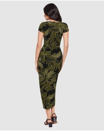 Miraclesuit Shapewear - Olive Branch Loki Cinched Wrap Waist Midi Shaping Dress
