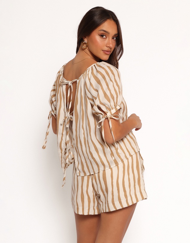 Petal & Pup - Maggie Two Piece Set - White Tan Stripe