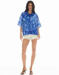 THE TALES - Ibiza Sky Silk Fringed Shirt