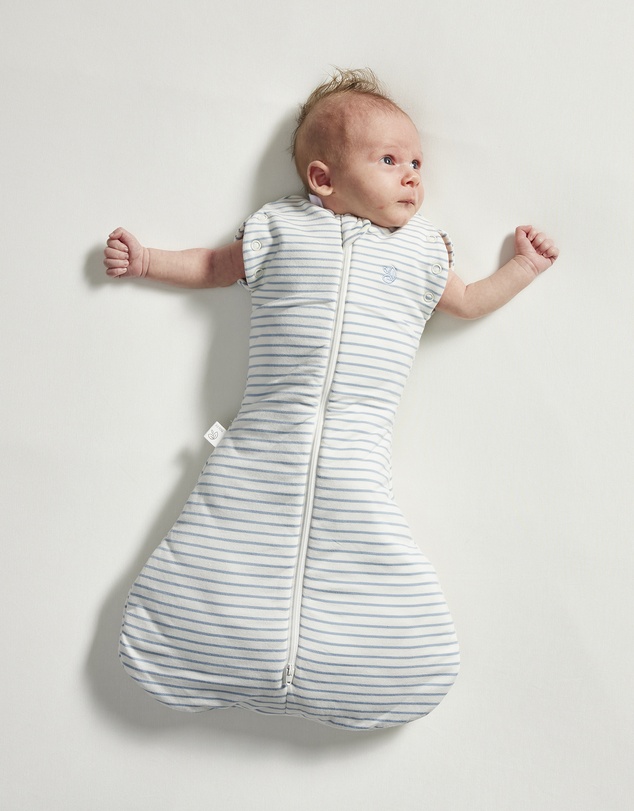 Grow Kindly - Swaddle Sleeping Bag in Dusk Blue Stripe - 2.5 TOG