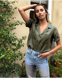 CAMIXA - REVERE Open Collar Short Sleeve Linen shirt