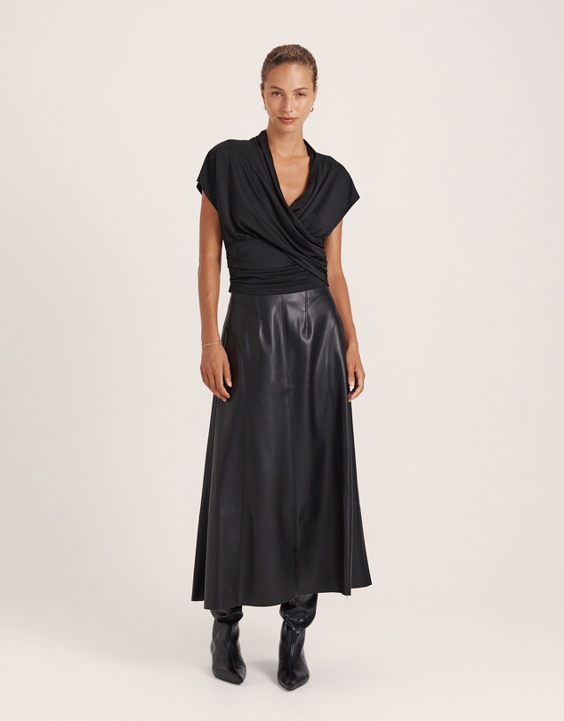 SABA - Viv Faux Leather Fluted Skirt