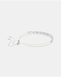 Swarovski - Ariana Grande x Swarovski Tennis choker, Mixed cuts, Heart, White, Rhodium plated