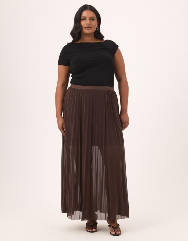 Atmos&Here Curvy - Bella Pleated Mesh Maxi Skirt