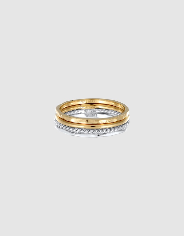 Elli Jewelry - Ring Set Elegant Bicolor 925 Sterling Silver