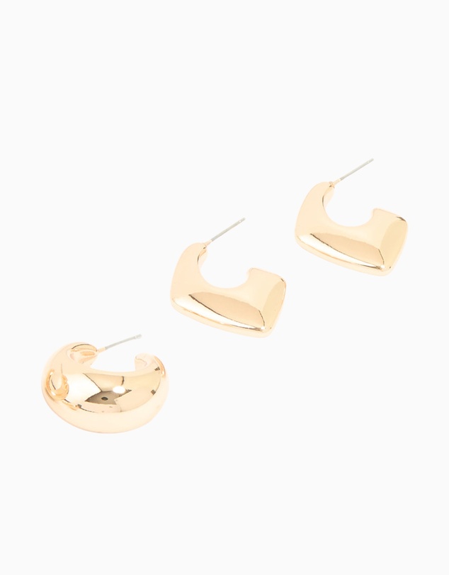 Lovisa - Gold Mixed Teardrop Hoop Earrings 3-Pack