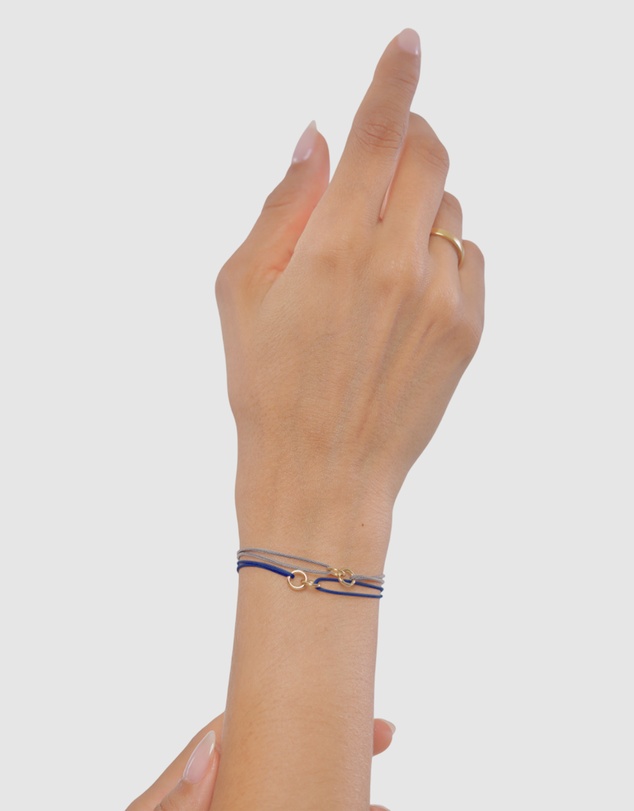 Elli Jewelry - Bracelet Set Women Circle Infinity Steel Blue and Marine Blue 925 Sterling Silver Gold Plated