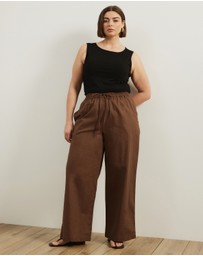 Atmos&Here Curvy - Fiona Linen Blend Drawstring Pants
