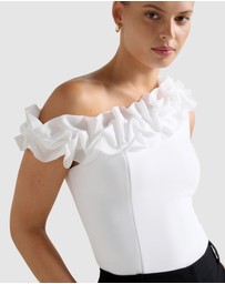 Forever New - Sadie Tipped Shoulder Ruffle Top